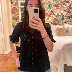 Black eyelet button down top from Madewell! Perfect condition.